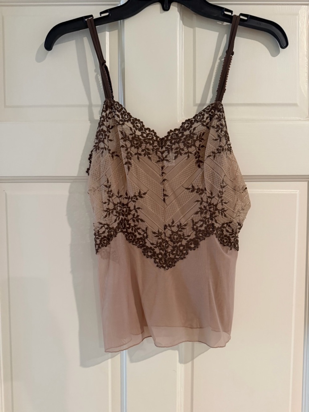 Warcoal Lace Trim Camisole Tank Top - Brown/Beige